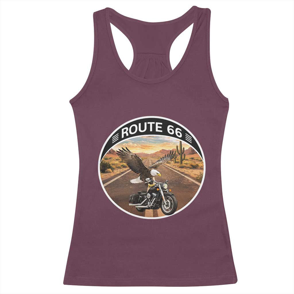 Route Highway 66 Motorcycle Eagle Racerback Tank Top Americana Adventure