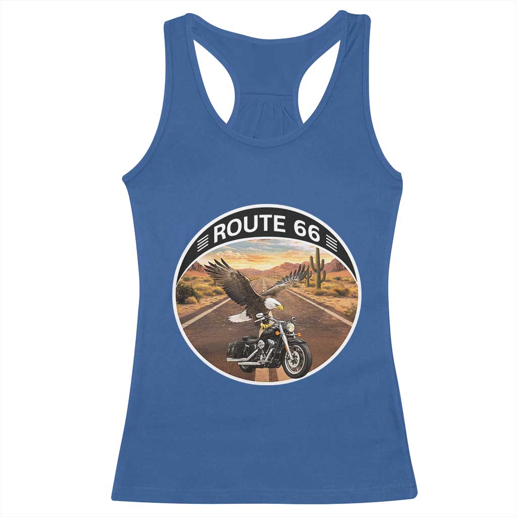 Route Highway 66 Motorcycle Eagle Racerback Tank Top Americana Adventure