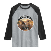 Route Highway 66 Motorcycle Eagle Raglan Shirt Americana Adventure