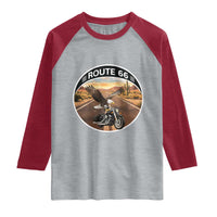 Route Highway 66 Motorcycle Eagle Raglan Shirt Americana Adventure