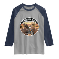Route Highway 66 Motorcycle Eagle Raglan Shirt Americana Adventure