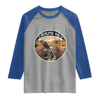 Route Highway 66 Motorcycle Eagle Raglan Shirt Americana Adventure