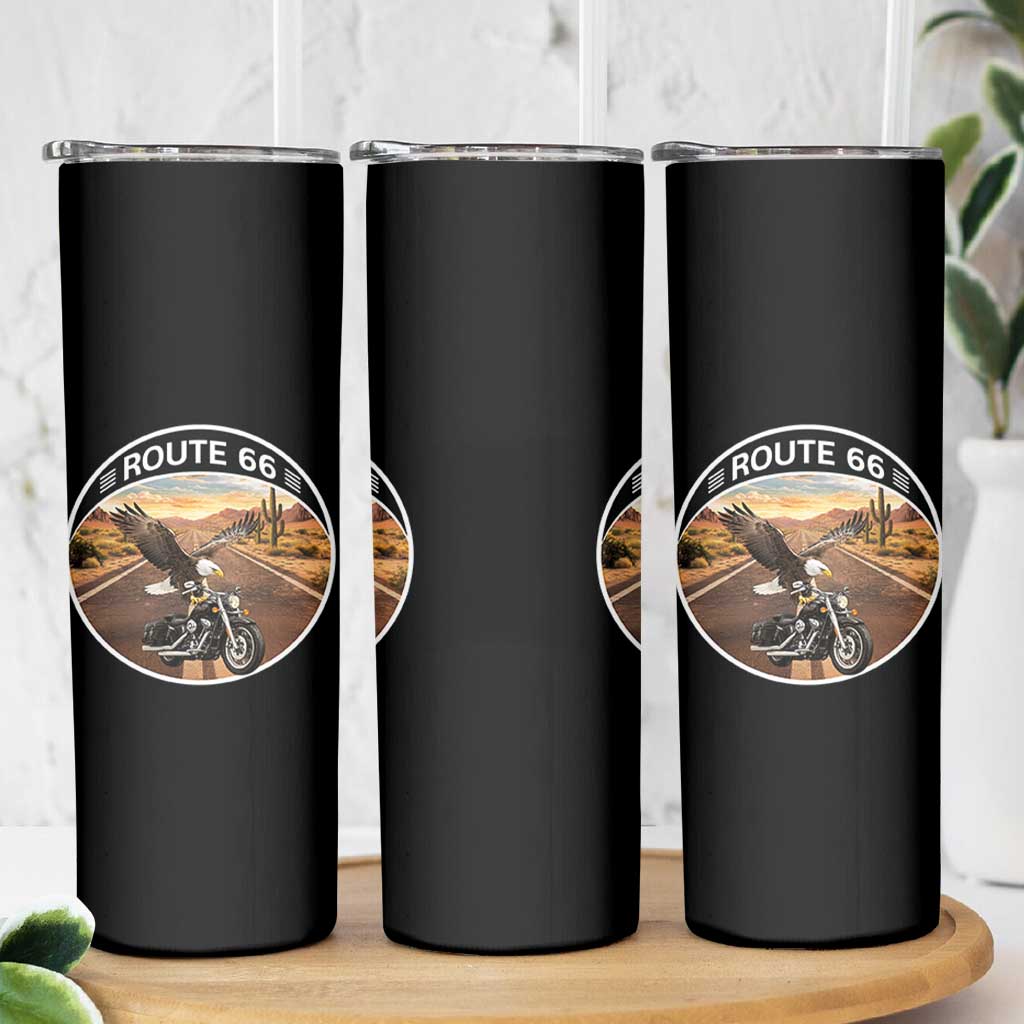 Route Highway 66 Motorcycle Eagle Skinny Tumbler Americana Adventure