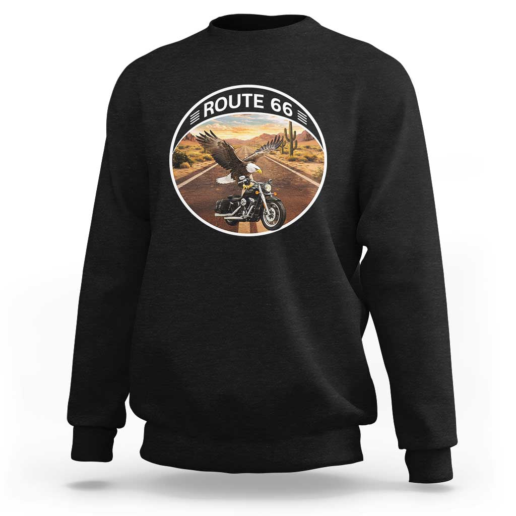 Route Highway 66 Motorcycle Eagle Sweatshirt Americana Adventure