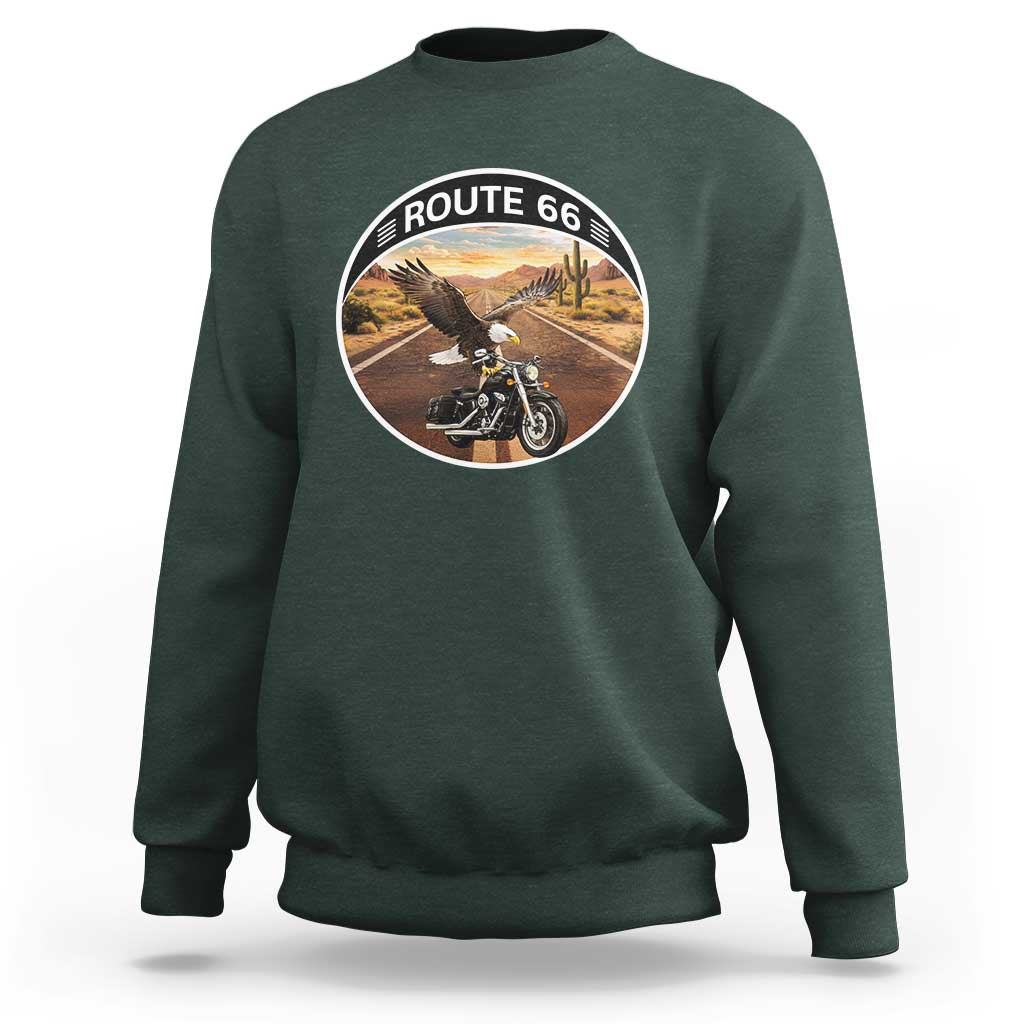 Route Highway 66 Motorcycle Eagle Sweatshirt Americana Adventure