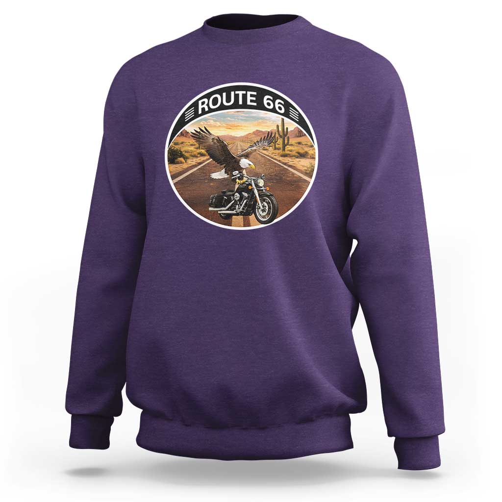 Route Highway 66 Motorcycle Eagle Sweatshirt Americana Adventure