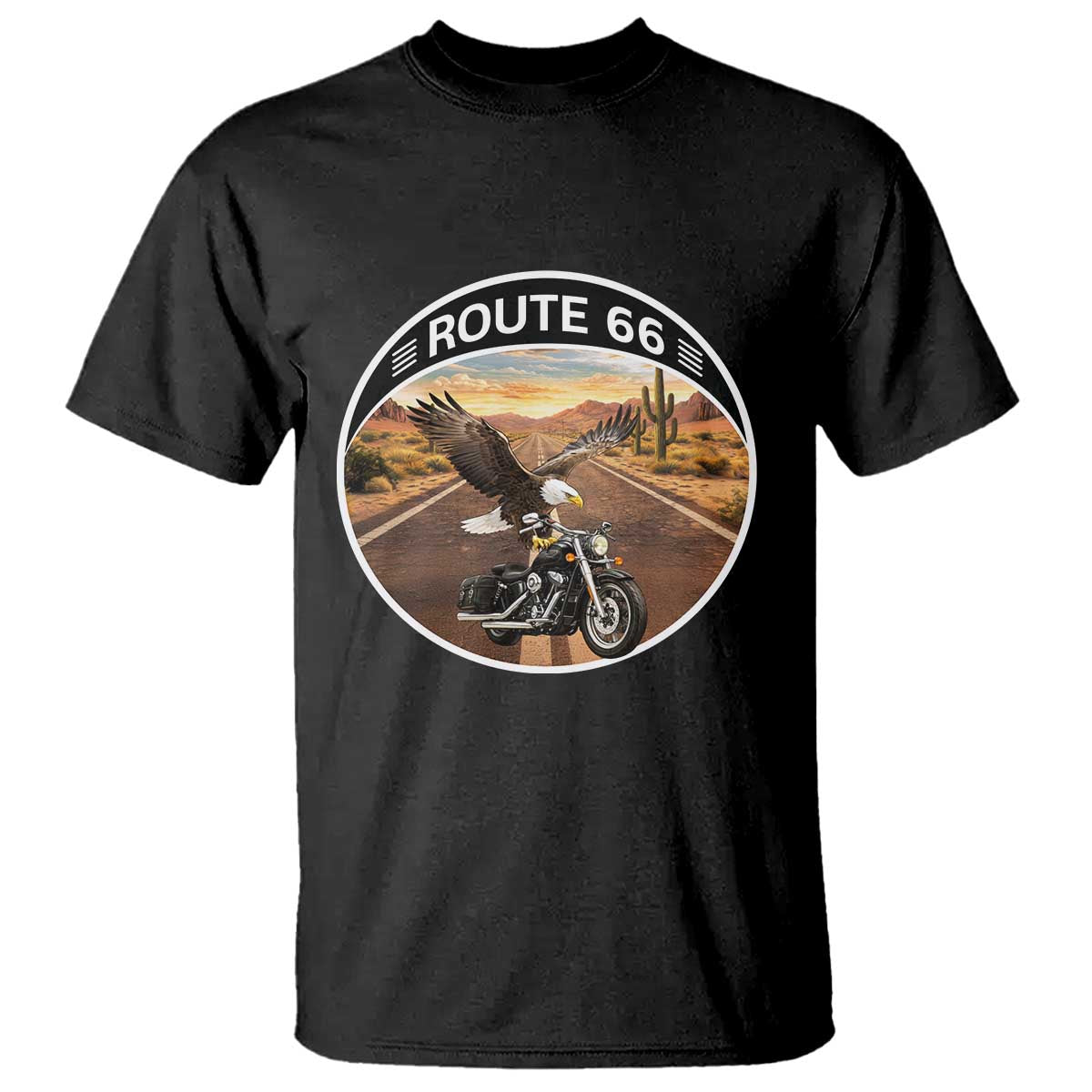 Route Highway 66 Motorcycle Eagle T Shirt Americana Adventure