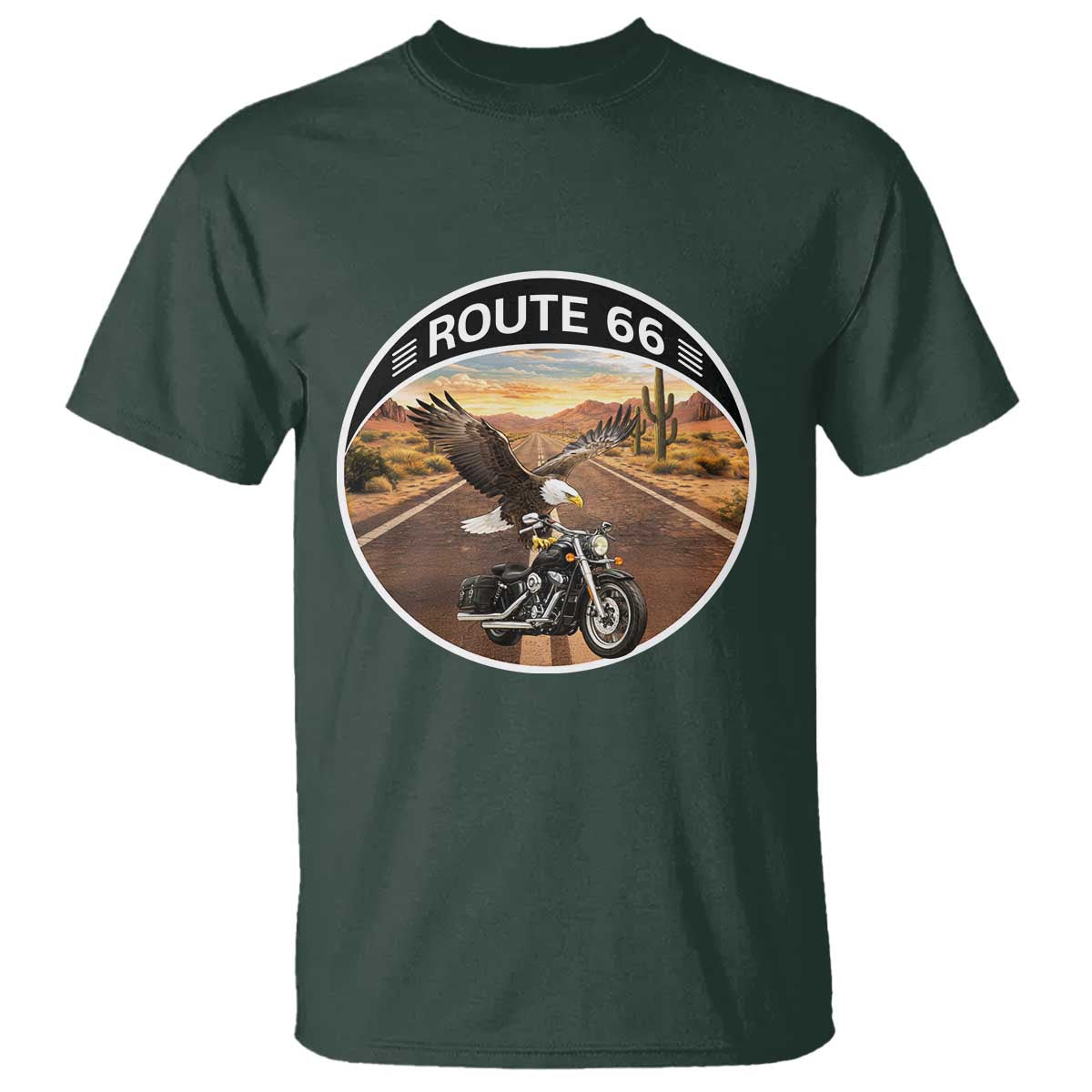 Route Highway 66 Motorcycle Eagle T Shirt Americana Adventure