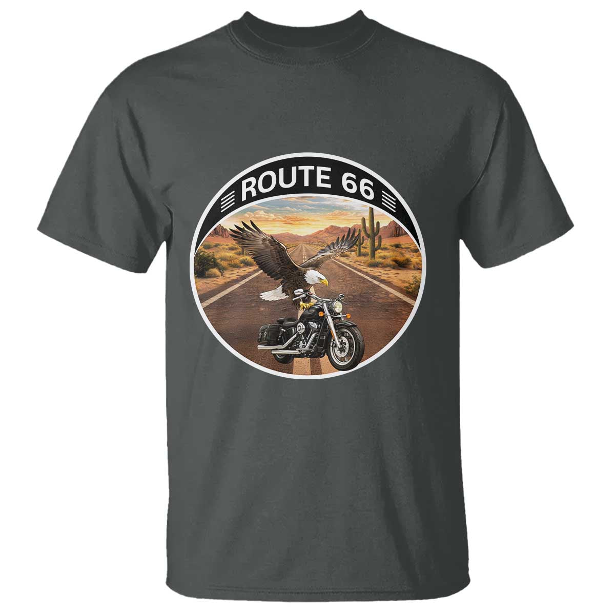 Route Highway 66 Motorcycle Eagle T Shirt Americana Adventure