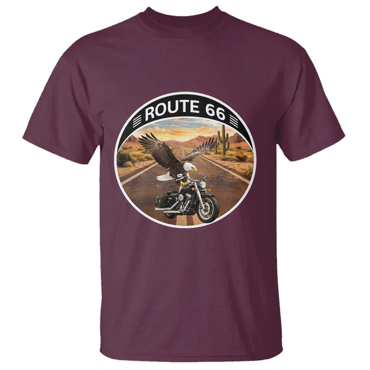 Route Highway 66 Motorcycle Eagle T Shirt Americana Adventure