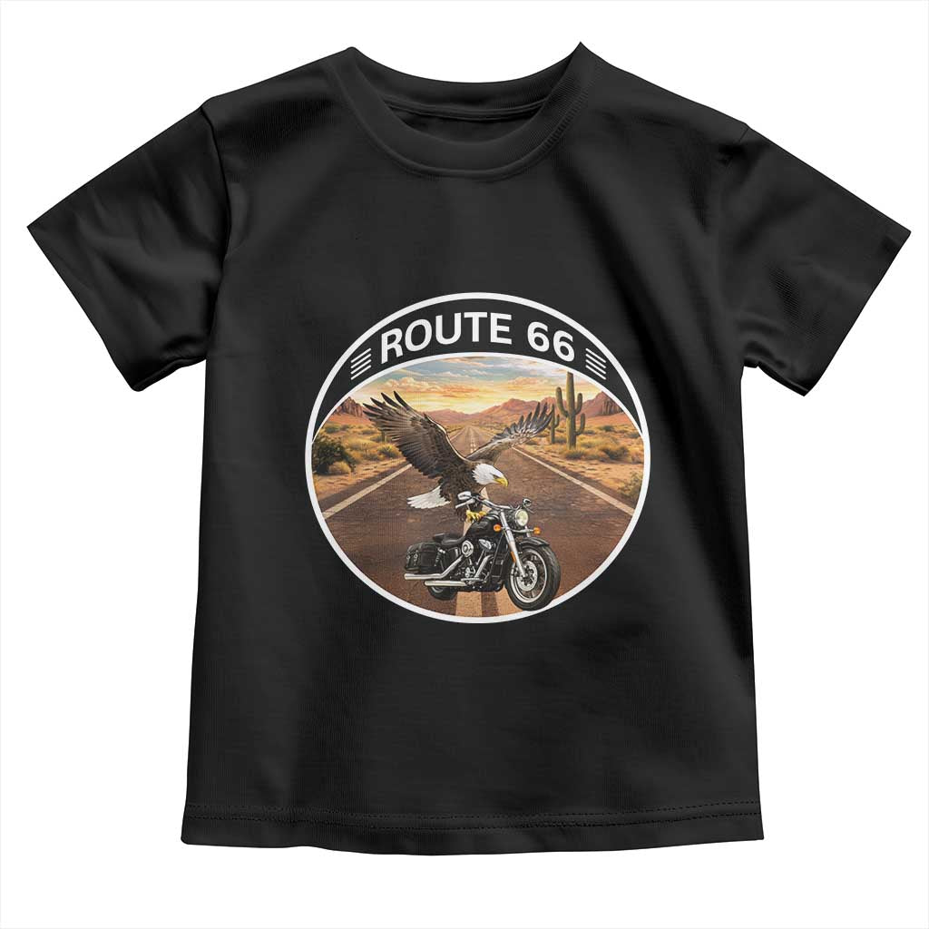 Route Highway 66 Motorcycle Eagle Toddler T Shirt Americana Adventure