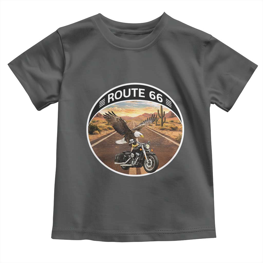 Route Highway 66 Motorcycle Eagle Toddler T Shirt Americana Adventure