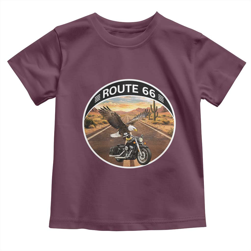 Route Highway 66 Motorcycle Eagle Toddler T Shirt Americana Adventure