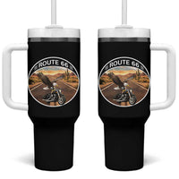 Route Highway 66 Motorcycle Eagle Tumbler With Handle Americana Adventure