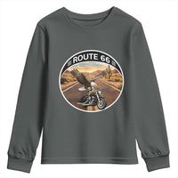 Route Highway 66 Motorcycle Eagle Youth Sweatshirt Americana Adventure