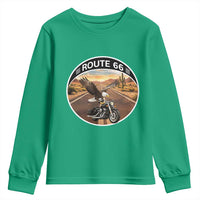 Route Highway 66 Motorcycle Eagle Youth Sweatshirt Americana Adventure