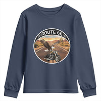 Route Highway 66 Motorcycle Eagle Youth Sweatshirt Americana Adventure