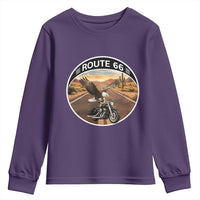 Route Highway 66 Motorcycle Eagle Youth Sweatshirt Americana Adventure