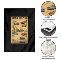 Vintage Route Highway 66 Road Trip Poster Garden Flag Open Road Adventure