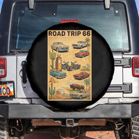 Vintage Route Highway 66 Road Trip Poster Spare Tire Cover Open Road Adventure