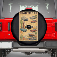 Vintage Route Highway 66 Road Trip Poster Spare Tire Cover Open Road Adventure