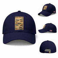 Vintage Route Highway 66 Road Trip Poster Baseball Cap Open Road Adventure
