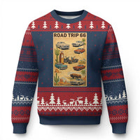 Vintage Route Highway 66 Road Trip Poster Ugly Christmas Sweater Open Road Adventure