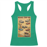 Vintage Route Highway 66 Road Trip Poster Racerback Tank Top Open Road Adventure