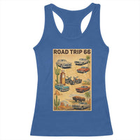 Vintage Route Highway 66 Road Trip Poster Racerback Tank Top Open Road Adventure