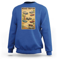 Vintage Route Highway 66 Road Trip Poster Sweatshirt Open Road Adventure