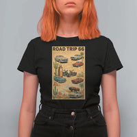 Vintage Route Highway 66 Road Trip Poster T Shirt For Women Open Road Adventure