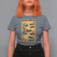 Vintage Route Highway 66 Road Trip Poster T Shirt For Women Open Road Adventure