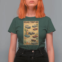Vintage Route Highway 66 Road Trip Poster T Shirt For Women Open Road Adventure