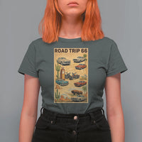 Vintage Route Highway 66 Road Trip Poster T Shirt For Women Open Road Adventure