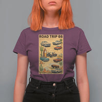 Vintage Route Highway 66 Road Trip Poster T Shirt For Women Open Road Adventure