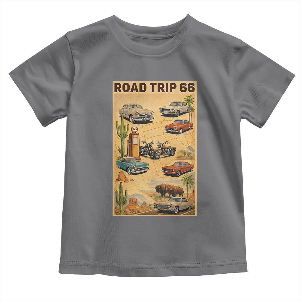 Vintage Route Highway 66 Road Trip Poster Toddler T Shirt Open Road Adventure