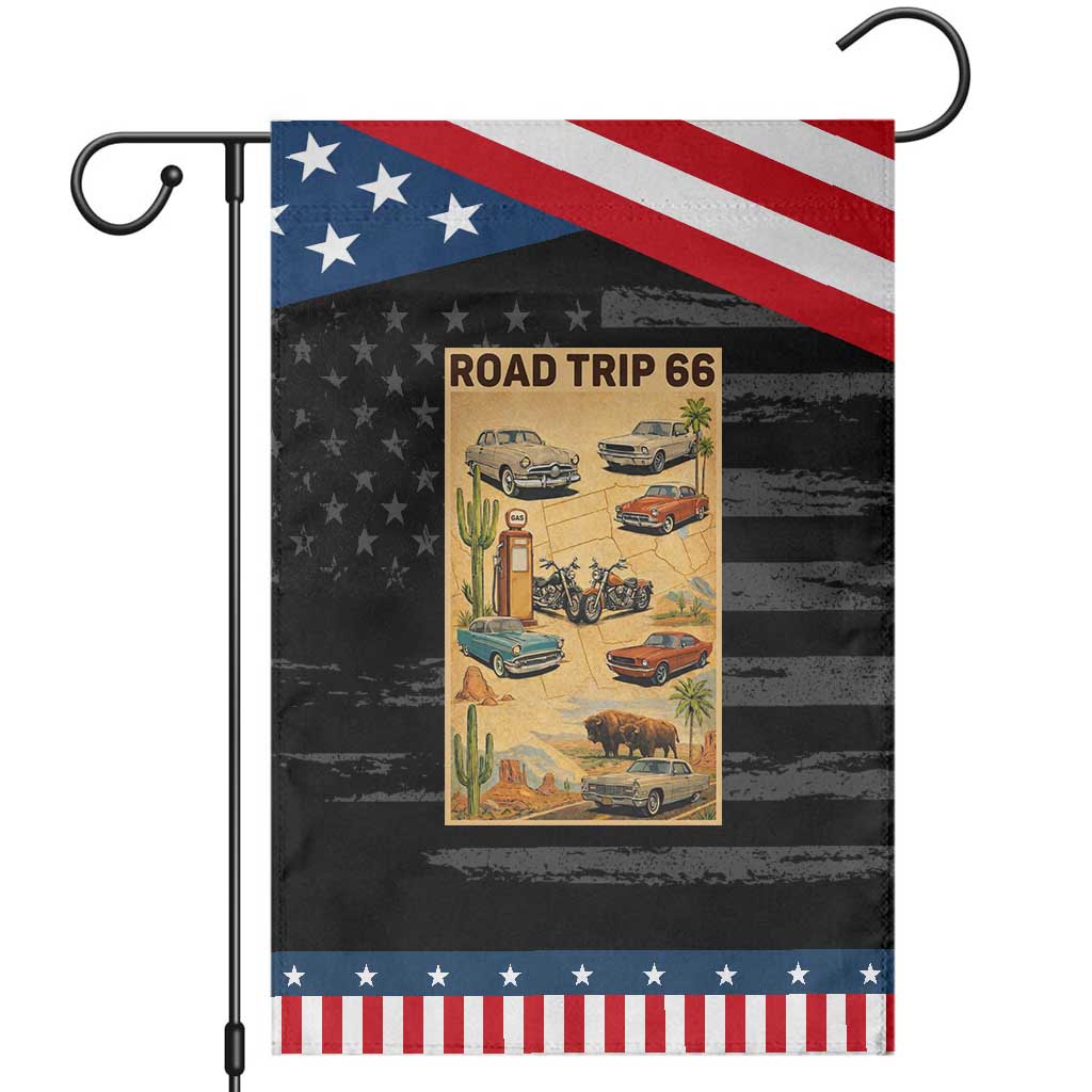 Vintage Route Highway 66 Road Trip Poster Garden Flag Open Road Adventure