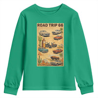 Vintage Route Highway 66 Road Trip Poster Youth Sweatshirt Open Road Adventure