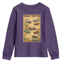 Vintage Route Highway 66 Road Trip Poster Youth Sweatshirt Open Road Adventure