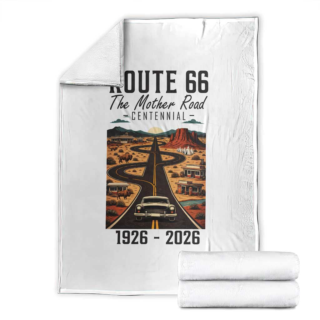 Route Highway 66 Mother Road Throw Blanket Vintage Distressed Road Trip Adventure