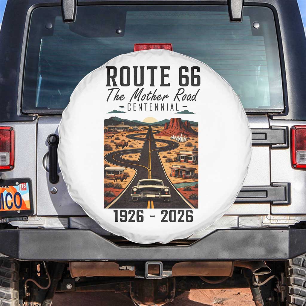 Route Highway 66 Mother Road Spare Tire Cover Vintage Distressed Road Trip Adventure