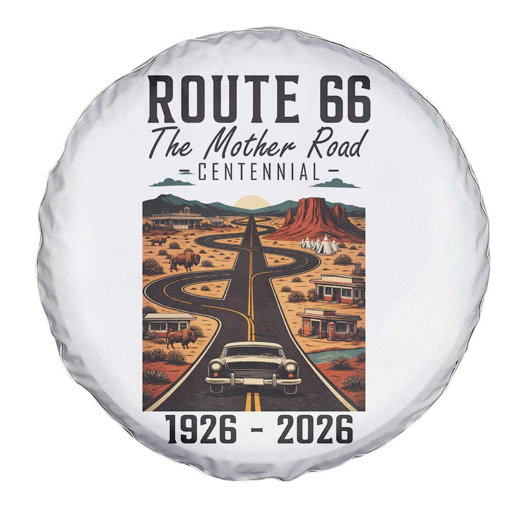 Route Highway 66 Mother Road Spare Tire Cover Vintage Distressed Road Trip Adventure
