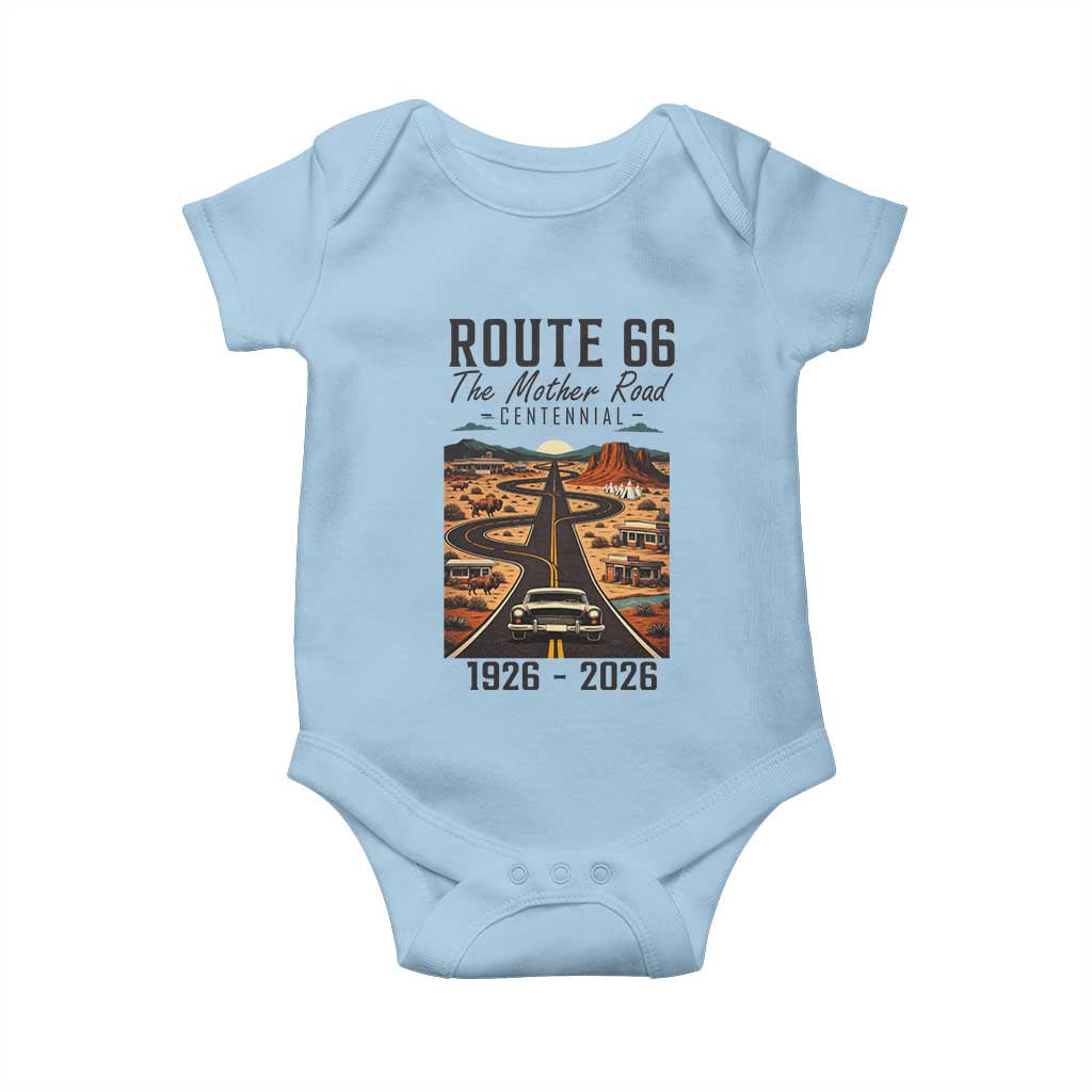 Route Highway 66 Mother Road Baby Onesie Vintage Distressed Road Trip Adventure
