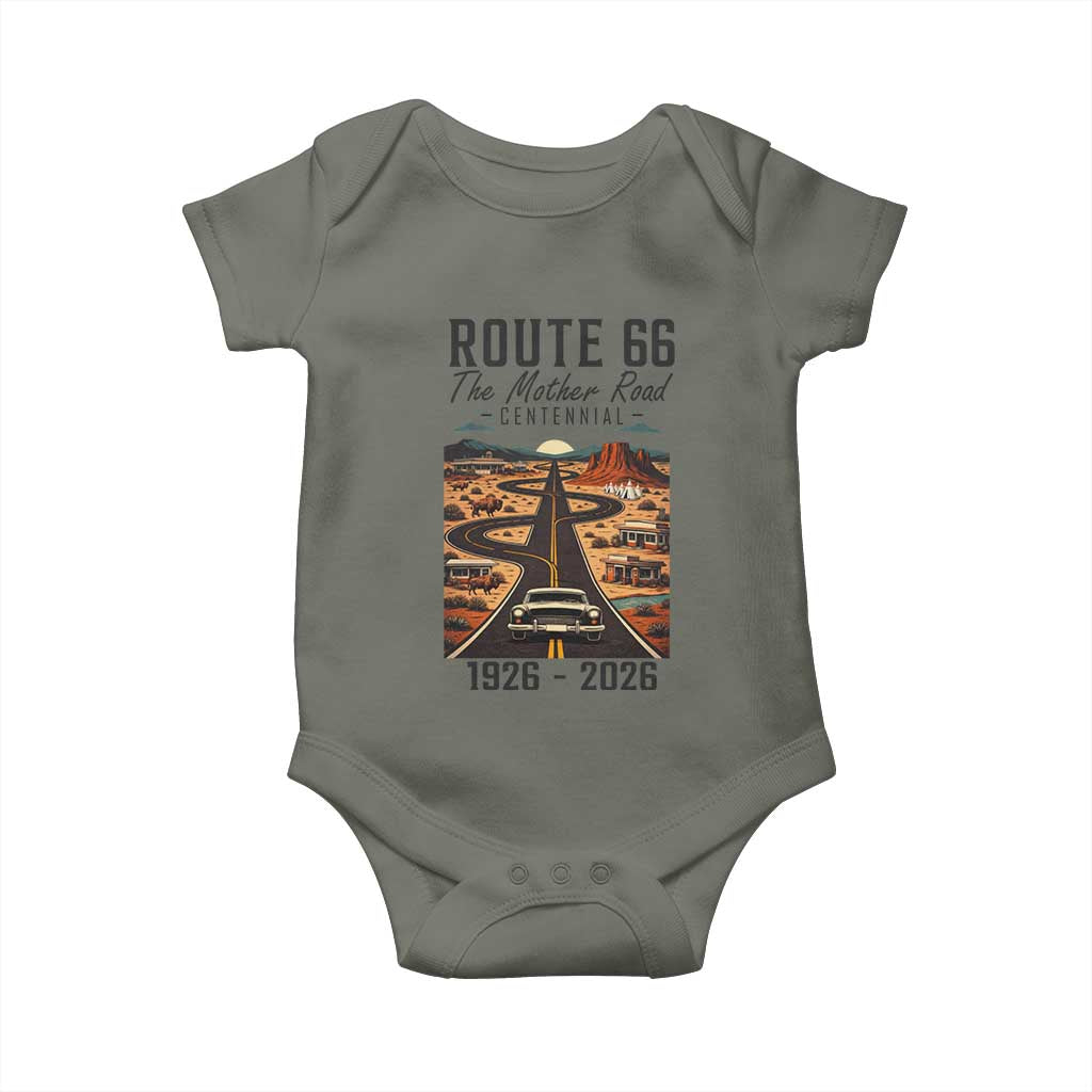 Route Highway 66 Mother Road Baby Onesie Vintage Distressed Road Trip Adventure