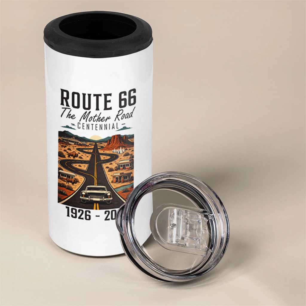 Route Highway 66 Mother Road 4 in 1 Can Cooler Tumbler Vintage Distressed Road Trip Adventure
