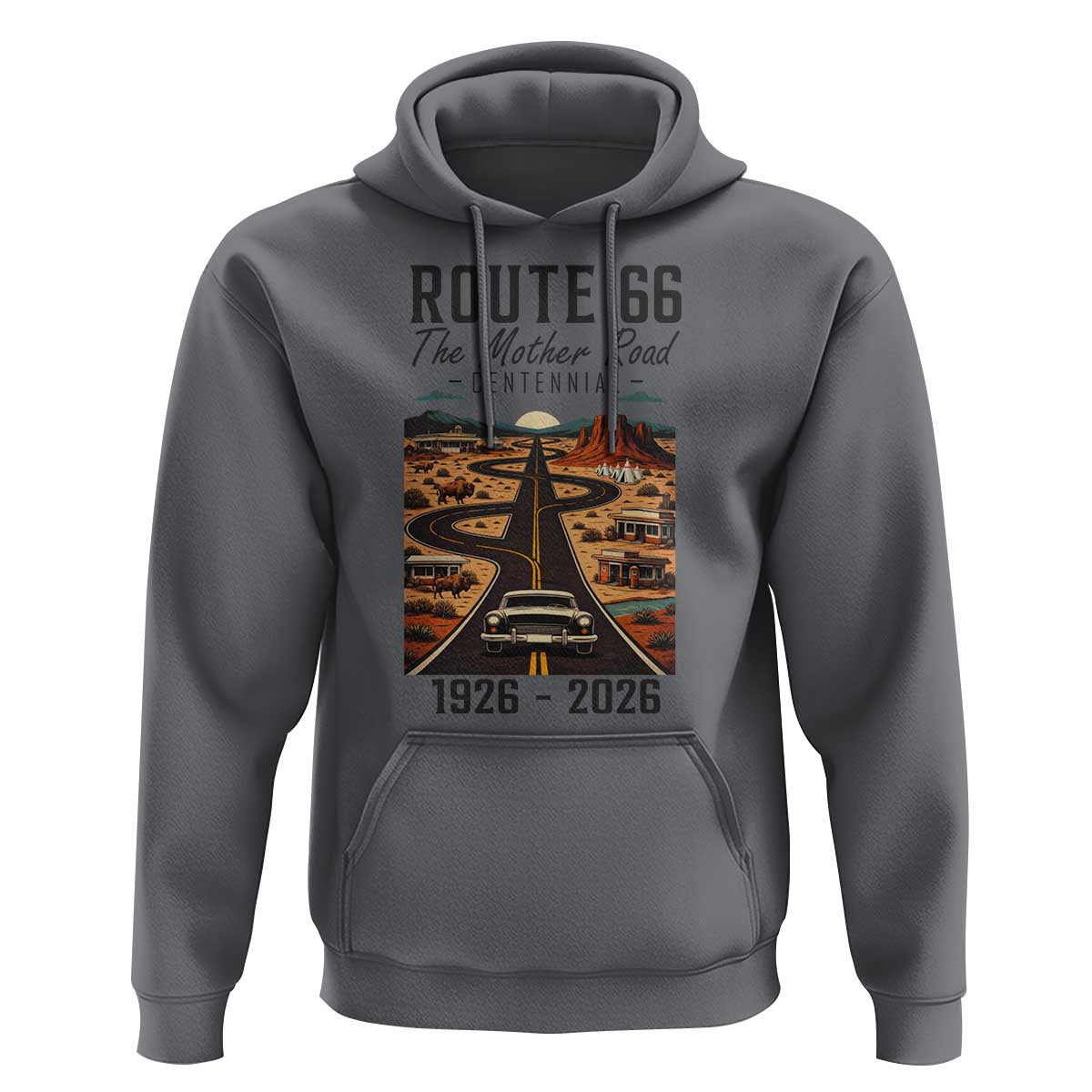 Route Highway 66 Mother Road Hoodie Vintage Distressed Road Trip Adventure