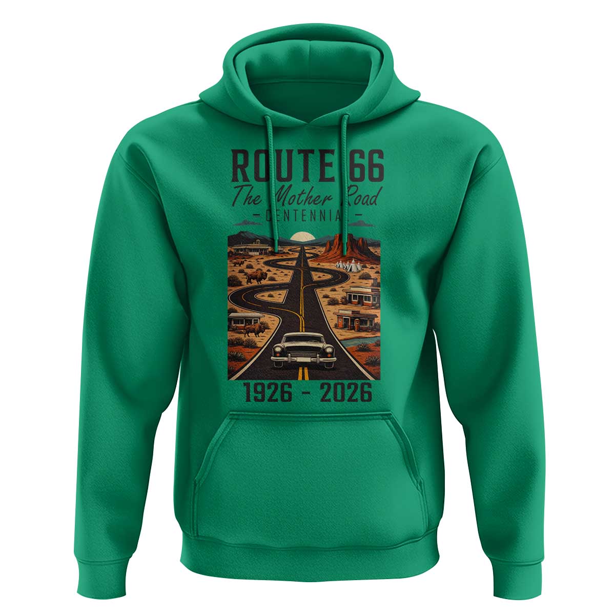 Route Highway 66 Mother Road Hoodie Vintage Distressed Road Trip Adventure