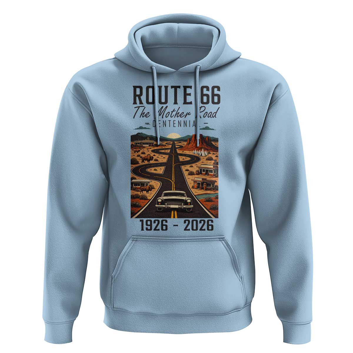 Route Highway 66 Mother Road Hoodie Vintage Distressed Road Trip Adventure