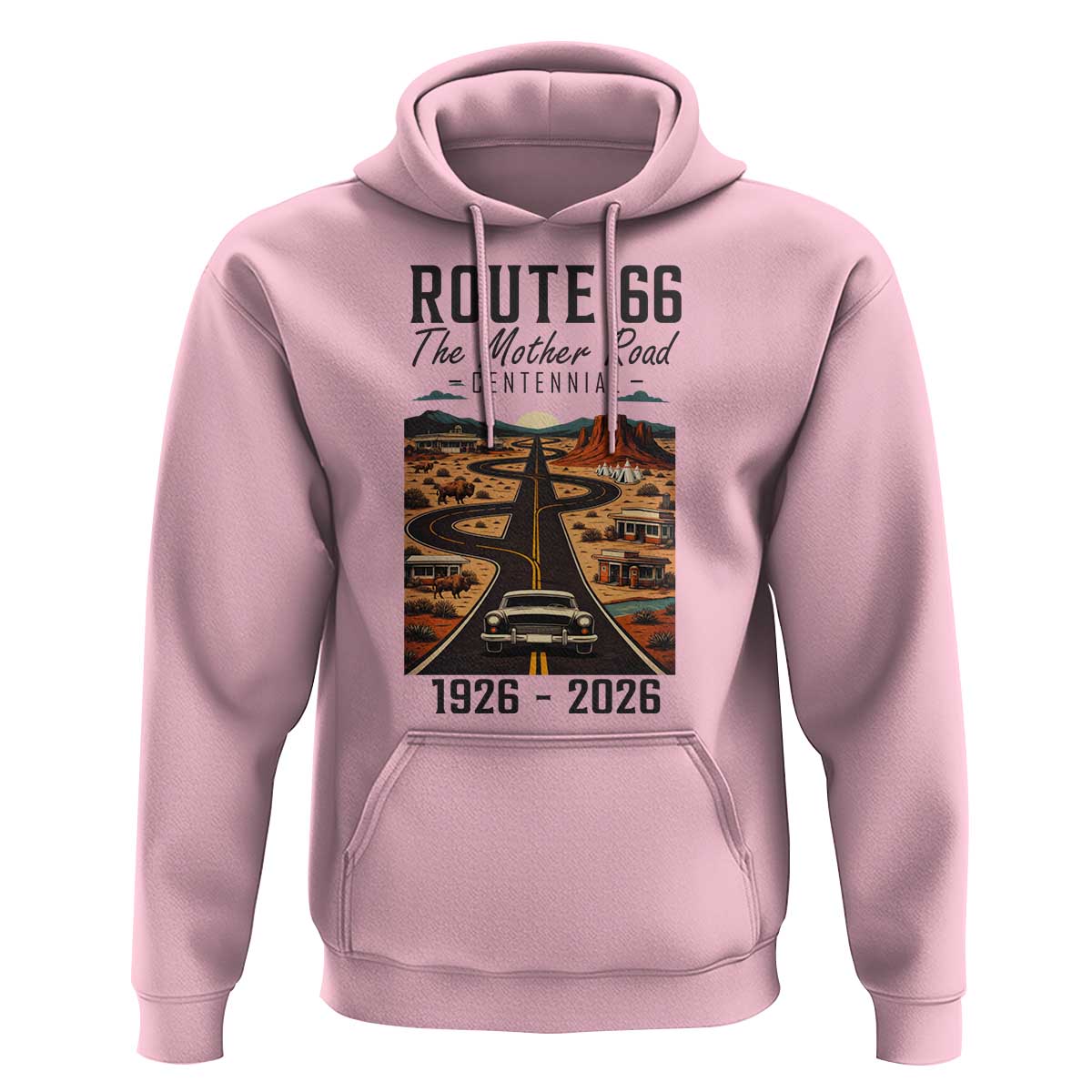 Route Highway 66 Mother Road Hoodie Vintage Distressed Road Trip Adventure