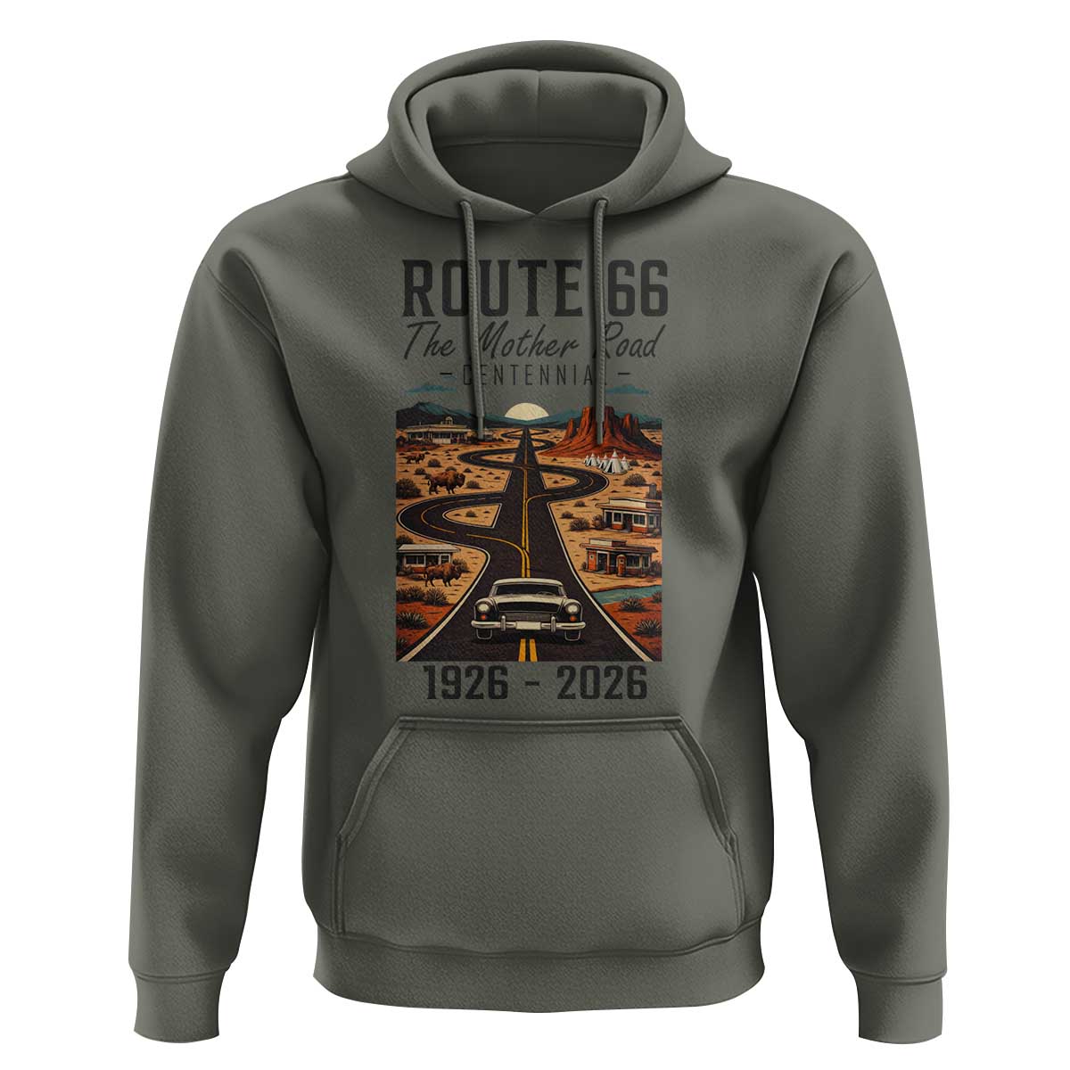 Route Highway 66 Mother Road Hoodie Vintage Distressed Road Trip Adventure
